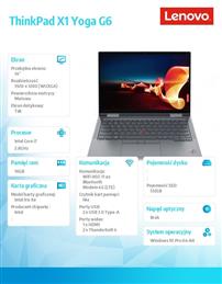 Ultrabook ThinkPad X1 Yoga G6 20XY0049PB W10Pro i7-1165G7/16GB/512GB/INT/LTE/14.0 WUXGA/Touch/Gray/3YRS Premier Support -1101379